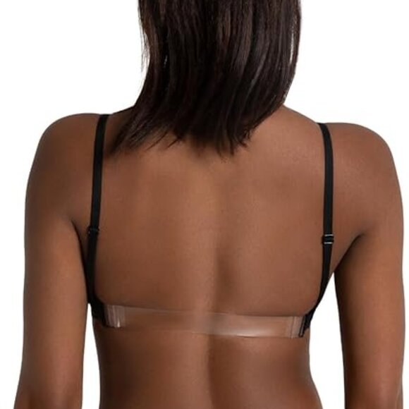 *NEW* (S) Capezio Womens Deep Neck Clear Back Bra - Picture 2 of 5